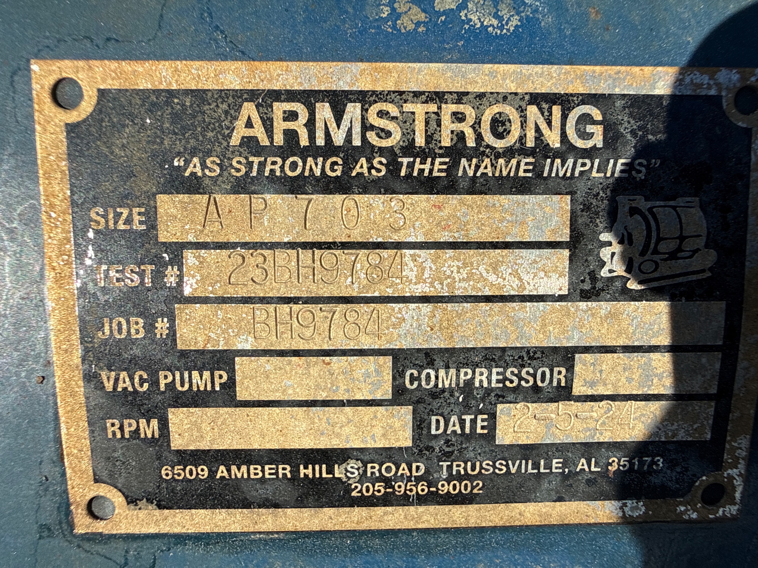 ARMSTRONG AP703 VACUUM PUMP & 40 HP MOTOR ASSEMBLY - undefined